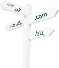 Sign post to show the variations of domain extensions